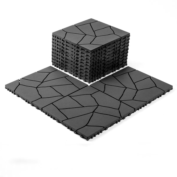44 Pack Interlocking Deck Tile, Patio Deck Tiles,12x12in Square Waterproof Flooring Tiles All Weather Use, for Outdoor, Indoor, Poolside, Balcony, Backyard